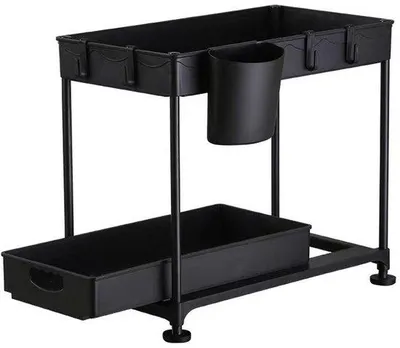 Immagine prodotto di Mobile da cucina - Scaffale sotto lavello a 2 ante - Scaffale portaoggetti per cucina e bagno - Nero intenso