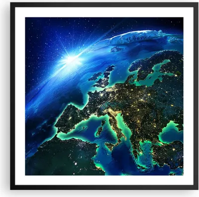 Produktbild von Gerahmtes Poster - Schwarzer Rahmen - Nacht raum welt ansicht - 60x60 cm - Wand Bild - Wanddeko - Wandbilder - Wandposter - Bilderrahmen - Bilder - Kunstdruck - Wandbild - P2BAC60x60-2816