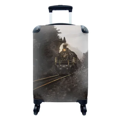 Produktbild von MuchoWow® Koffer Handgepäck Trolley Rollkoffer Kleine Reisekoffer mit 4 Rollen - Zug - Schwarz - Gold - Cabin Size < 55x40x23 cm & 55x40x20 cm - Fotokoffer - Kabinenkoffer - Boardgepäck - Reise-Box - Reisekoffer - Reisegepäck - Koffer mit Bild - Trolley für Kinder