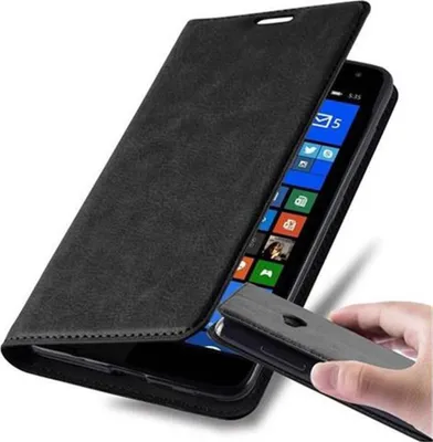Obrázok produktu pre Cadorabo kryt pre Nokia Lumia 535 ochranný kryt v čiernej farbe puzdro na mobilný telefón kryt magnetické zatváranie