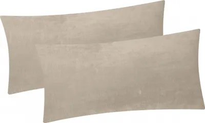 Produktbild von 2er Set Fleece Winter Kissenbezug in 40x80cm - Beige - flauschig weich und warm, Kissenhülle, Doppelpack kuschelig (W-40x80cm-Beige)
