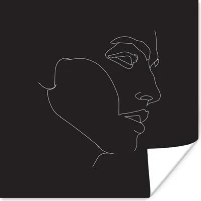 Produktbild von MuchoWow® Poster Mann - Gesicht - Strichzeichnung 50x50 cm - Wohnzimmerdekoration