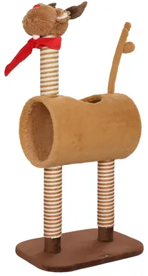 Produktbild von PawHut Kratzbaum 98 cm Katzenturm im Hirschdesign Höhle Spielball Braun