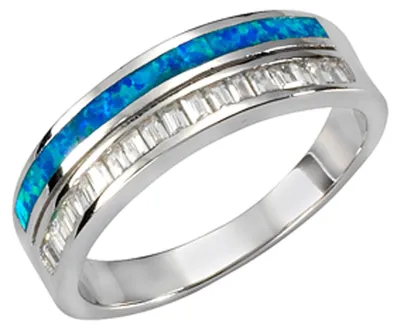 Produktbild von F Ring 925/- Sterling Silber weiß 062 (19,7) Opal blau 025270012