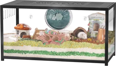 Image de Cage à hamster en métal 2,0 - Grande cage pour petits animaux 100x50x52,5cm noire
