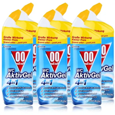 Produktbild von 00 null null WC Aktiv Gel 4in1 Cool Arctic 750 ml - Stark gegen Kalk (6er Pack)