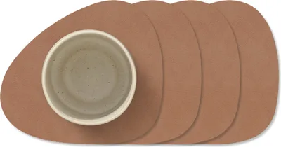 Productafbeelding van LIND DNA Onderzetters Nupo - Leer - Old Rose - 13 x 11 cm - 4 Stuks