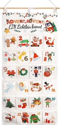 Produktbild von 24 Adventskalender aus Stoff zum Befüllen , Adventskalender zum Befüllen Wiederverwendbar, Dekorativer Wandteppich, Geschenksäckchen für Weihnachten