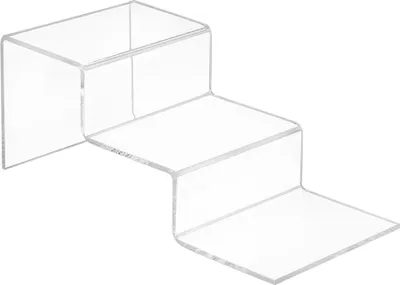 Produktbild von Dekotreppe 3-Stufig (100x85x210mm) aus glasklarem Acrylglas - Zeigis® / Stufendisplay / Präsentationstreppe / Treppendisplay / Treppenständer / Präsentations-Treppe / Warenträger / Acryl / Transparent