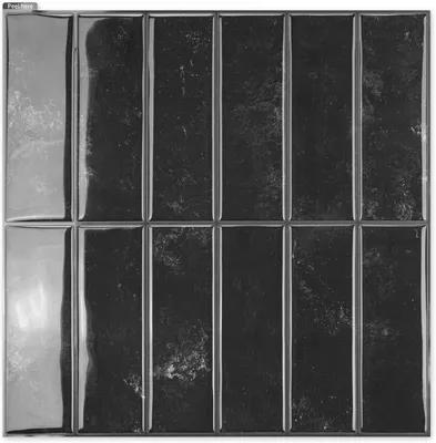 Zdjęcie produktu dla Naklejki ścienne imitujące płytki, samoprzylepne, winylowe, 10 sztuk, 30,5 x 30,5 cm, czarne
