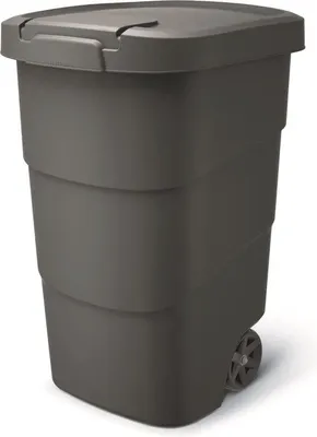 Image de Conteneur à déchets Famanu de 95 litres, sur roulettes et avec couvercle - Poubelle mobile pour intérieur et extérieur