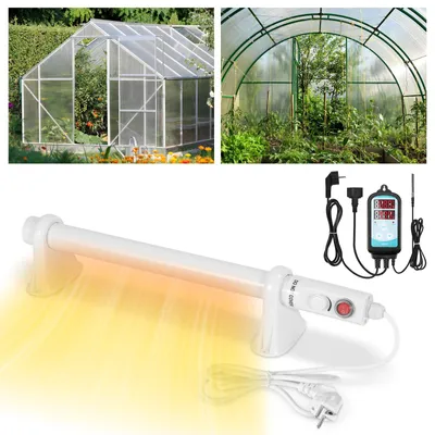 Productafbeelding van Eikuavons kassenverwarming 90W, buisverwarming 700 mm met thermostaat 0–90 °C, wit