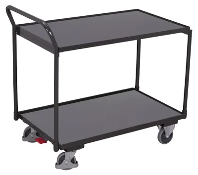 Produktbild von VARIOfit Tischwagen mit gebogenem Schiebegriff und 2 Ladeflächen 835x495mm Anthrazitgrau RAL 7016