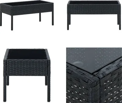 Obrázek produktu pro vidaXL Zahradní stůl černý 75x40x37 cm Poly Rattan - Zahradní stůl - Zahradní stoly - Stůl - Stoly