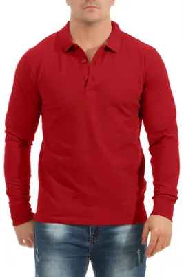 Image de Polo pour homme Mivaro, manches longues, 100% coton. Coupe classique. Polo en piqué avec col et fermeture à boutons. Qualité supérieure, respirant, facile d'entretien. Idéal pour le travail, les loisirs et le bureau