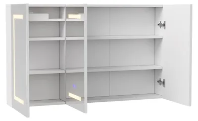 Produktbild von Badezimmerspiegelschrank - Wandschrank mit Spiegel - 100x60 cm - 3 Türen - LED Beleuchtung 3 Farben - Anti-Beschlag - Verstellbare Einlegeböden - USB & EU-Stecker - Weiß