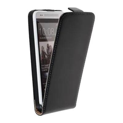 Produktbild von PhoneNatic Kunst-Lederhülle kompatibel mit HTC One Mini - Flip-Case schwarz + 2 Schutzfolien
