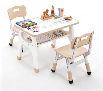 Produktbild von Clevich Kindertisch mit 2 Stühlen, höhenverstellbarer Kinder Schreibtisch Set, M