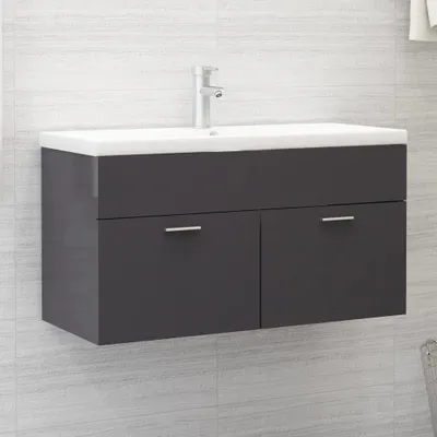 Produktbild von "2026 Promotion" Waschbeckenunterschrank - Badezimmerschrank - Hochglanz-Grau 90x38,5x46cm - Badezimmer CC27061