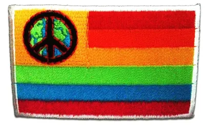 Produktbild von Peace Regenbogen - Aufnäher, Bügelbild, Aufbügler, Applikationen, Patches, Flicken, Zum Aufbügeln, Größe: 7.6 x 4.7 cm