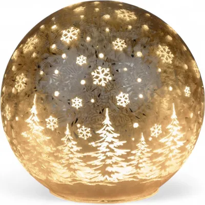 Produktbild von formano LED Deko-Kugel Frosty-Champagner 10cm Glaskugel Timer 6h/18h Weihnachten