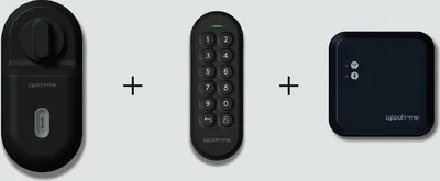 Image de igloohome Retrofit Lock + Keypad + Bridge, Inteligentny zamek do drzwi, Bluetooth, Kod, Klucz, Czarny, ABS, Cynk, Compatibilité de porte Porte battante intérieure (gauche/droite) Compatibilité de jeu >32mm / >1.3in ..., AA