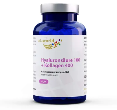 Produktbild von Vita World Hyaluronsäure 100 + Kollagen 400 Kapseln, 120 St. Kapseln