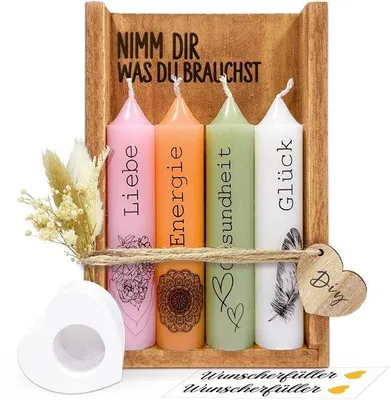 Zdjęcie produktu dla Zestaw do oświetlenia wnętrz z świecznikiem, pomysły na prezenty dla kobiet, pomysły na prezenty dla dziewczyny lub siostry na urodziny, wybierz to, czego potrzebujesz: świece, dekoracje ze świecami, pomysł na prezent w drewnianym pudełku z suszonymi kwiatami