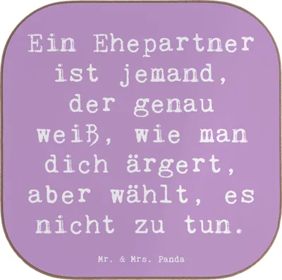 Produktbild von Mr. & Mrs. Panda Untersetzer für Gläser Spruch Ehepartner Liebe - Lavendeltraum - Geschenk, Respekt, Verständnis, Freude, Partner, Tassenuntersetzer, gläseruntersetzer