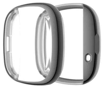 Immagine prodotto di Custodia integrale subtel in TPU compatibile con FitBit Versa 3 / Sense cover di protezione completa per smartwatch o bracciale fitness, guscio grigio, paraurti evita danni