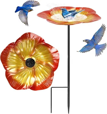 Productafbeelding van Vogelbad - Vogelvoederhuis - Vogels voeren - Bloemendecoratie - 51 cm hoog - Goudkleurig