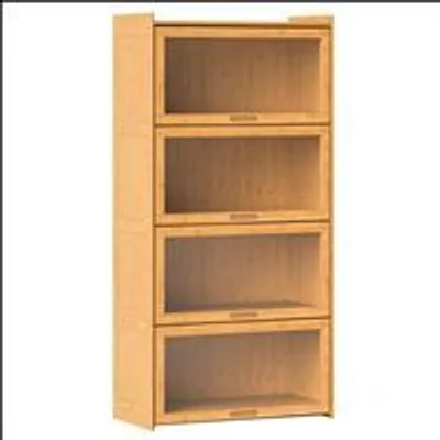 Produktbild von GOPLUS Bücherregal mit Türen, Bücherschrank aus Bambus, Vitrinenschrank im Flip-Schranktür-Design, Acryl Sammlung Vitrine Aufbewahrungsschrank, Natur