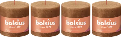 Produktbild von 4er-Set Stumpenkerze - Höhe 10 cm - Durchmesser 10 cm - Rustik - Gewürzbraun