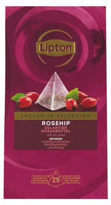 Produktbild von Lipton Hagebutten Tee 25 Beutel, 50g – Aromatischer Früchtetee mit natürlichem Geschmack
