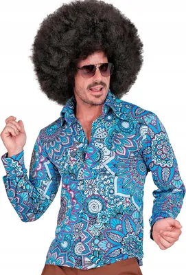 Obrázek produktu pro DISCO tričko modré květiny mandala 70. 80. léta hippie karneval ples L/XL