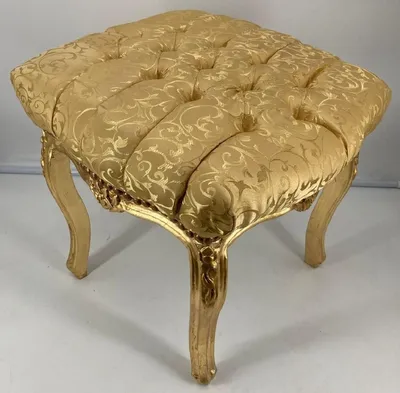 Produktbild von Casa Padrino Barock Hocker Gold Muster / Gold - Handgefertigter Antik Stil Fußhocker im Barockstil - Barockstil Wohnzimmer Möbel