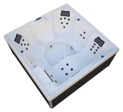 Produktbild von HOME DELUXE - Outdoor Whirlpool - STREAM BIG PURE - Maße: 208 x 208 x 88 cm - Inkl. Heizung, 34 Massagedüsen und 4 äußeren Lichtquellen I Außen Whirlpool Spa für 5 Personen