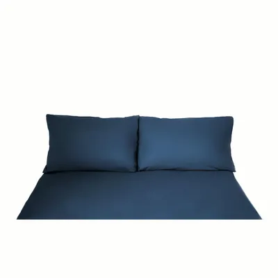 Immagine prodotto di Set di biancheria da letto monocolore per letti singoli e matrimoniali, 100% cotone Blu scuro 200x220 cm
