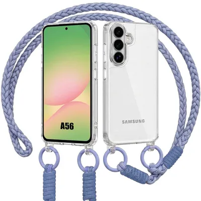 Image de Coque pour Samsung Galaxy A56 5G, Protection Anti-Rayures Transparent avec Cordon Violet