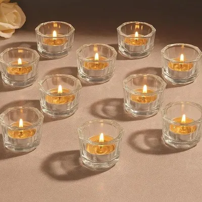 Image de Lot Azomor de 21 photophores en verre pour une décoration pleine de charme à la maison et lors d'événements