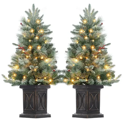 Produktbild von Künstlicher Weihnachtsbaum 90 cm (3.0FT) Naturgetreu Dicht mit mit integrierter LED-Beleuchtung – Automatisches Klappsystem & Metallständer
