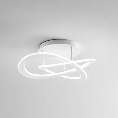 A modern white LED ceiling light with a ring design is shown against a plain white background.