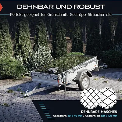 Produktbild von TRIBURG Anhängernetz dehnbar 1x2 m bis 2x3 m I Ladungssicherheit I Ladungssicherung I Anhängerzubehör in schwarz