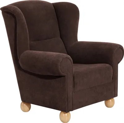 Produktbild von Max Winzer Ohrenbackensessel Monarch - Velourstoff braun - Maße: 93 x 87 x 100 cm