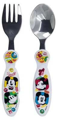 2er-Set Disney Mickey Mouse Kinderbesteck, Metall, BPA-frei