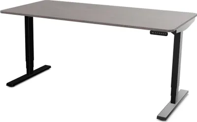 Produktbild von ASSMANN Elektrisch höhenverstellbarer Schreibtisch Y-Line Curved Sichtbeton Anthrazit Schwarz, 160x80cm, Memoryfunktion, 2-fach-Motorik