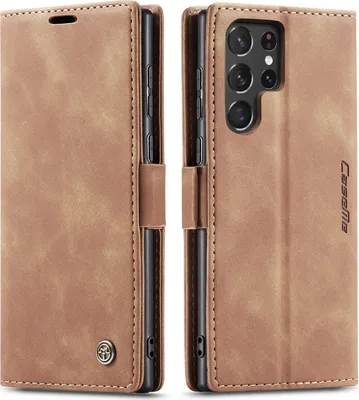 Obrázek produktu pro Pouzdro pro Samsung Galaxy S23 Ultra, RetroPolyuretanKožené Pouzdro s Funkcí Stojánku hnědé