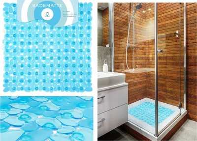Produktbild von Circul Duschmatte 53 x 53 cm türkis transparent Steinoptik - Anti-Rutsch