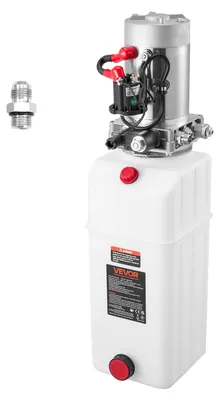 Obrázok produktu pre VEVOR 8 Qt hydraulický agregát – jednočinné čerpadlo pre sklápacie prívesy, maximálny otvárací tlak 22 MPa a prietok 3,4 l/min, 12 V DC hydraulické čerpadlo s kovovou nádržou pre sklápacie prívesy, biela farba