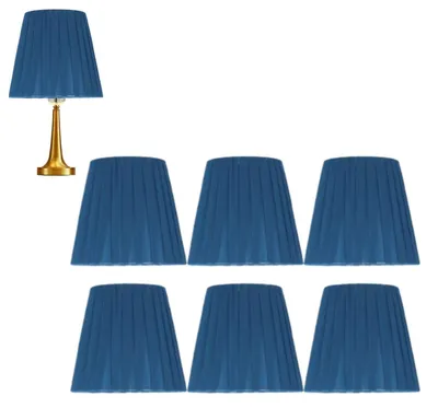 6er Set blaue Stoff-Lampenschirme, Clip-On, für Kronleuchter & Tischlampen